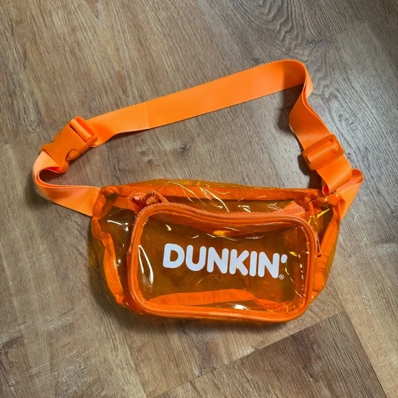 Dunkin’ Fanny Pack Orange clear Transparent Orange Belted Waist Bag - Picture 1 of 3